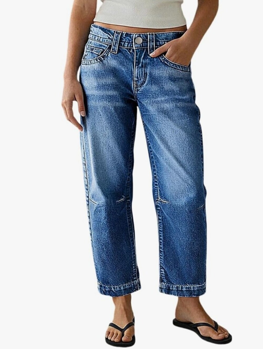 Blue Cropped Straight-Leg Jeans - Classic Denim New with tags